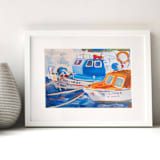 "Mediterranean boats painting" - Original Painting in multicolorassorted-colors by Alexandra Dzh