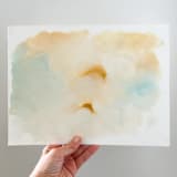 "Soft Clouds oil painting" - Original Painting in beige by Lucrecia Caporale