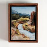 "Little Whisper - Framed New Mexico Landscape" - Original Painting in brown by Weronika Zubek