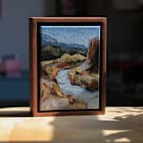 "Little Whisper - Framed New Mexico Landscape" - Original Painting in brown by Weronika Zubek