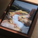 "Little Whisper - Framed New Mexico Landscape" - Original Painting in brown by Weronika Zubek