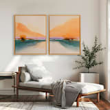 "Orange Sunset Scenery no.2" - Original Painting in orange by Shina Choi