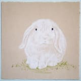 "Bunny Garden No. 1" - Original Painting in white by Janie Allen
