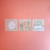"Bunny Garden No. 1" - Original Painting in white by Janie Allen