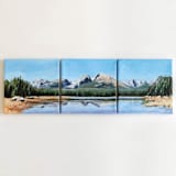 "Bierstadt Lake Set of 3 - 8"x8" Unframed Paintings" - Original Painting in blue by Weronika Zubek
