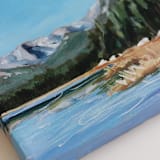 "Bierstadt Lake Set of 3 - 8"x8" Unframed Paintings" - Original Painting in blue by Weronika Zubek