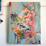"Balanced Descension II" - Original Painting in blue by Carol Barber