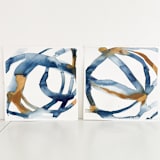 "hand in hand" - Original Painting in blue by Mary Gaspar