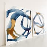 "hand in hand" - Original Painting in blue by Mary Gaspar