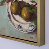 "Pears on a Plate" - Original Painting in green by Wendy Keller