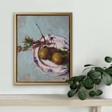 "Pears on a Plate" - Original Painting in green by Wendy Keller