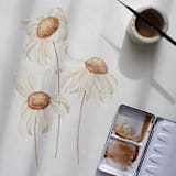 "Daisies" - Original Painting in beige by Angele Kamp