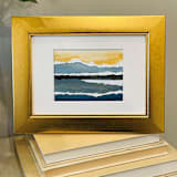 "A View So Vast It Takes Your Breath Away | Collaged Watercolor" - Original Mixed Media in gold by Golden Lines and Silver Linings
