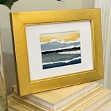 "A View So Vast It Takes Your Breath Away | Collaged Watercolor" - Original Mixed Media in gold by Golden Lines and Silver Linings