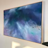 "Inner clarity - Original abstract painting on Canvas" - Original Mixed Media in blue by Samantha Tang