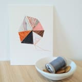 "Stitched Geode 6" - Original Mixed Media in pink by christy dehoog johnson