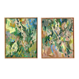 "Tea In The Garden Painting Pair" - Original Mixed Media in green by Jessalin Beutler