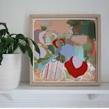 "Summer Bouquet, Framed Original Floral Painting, Contemporary Abstract Floral, 12x12" - Original Mixed Media in multicolor by Kiersten Poultney