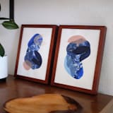 "ocean flora two" - Original Mixed Media in blue by Carrie Moradi