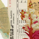 "Hotel DeSoto" - Original Mixed Media in pink by Field and Sky