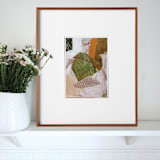 "Tucked Between Cliffs , Contemporary Abstract Painting, Textile Abstract Painting, 5x7 on Paper" - Original Mixed Media in natural by Kiersten Poultney