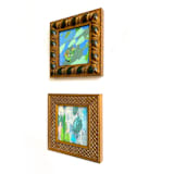 "Set of 2 Blue Mini Paintings" - Original Mixed Media in blue by Jessalin Beutler