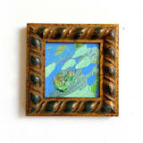 "Set of 2 Blue Mini Paintings" - Original Mixed Media in blue by Jessalin Beutler