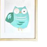 "Teal Owl" - Original Mixed Media in blue by AlisonJerry
