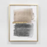 "Traces of Light No. 1 - Embellished Print" - Original Mixed Media in beige by Julia Contacessi
