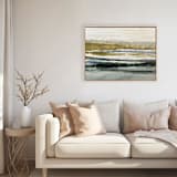 "Distant Glow Landscape" - Original Mixed Media in blue by Lara Eckerman