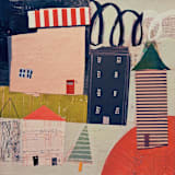 "Cityscape 1" - Original Mixed Media in multicolorassorted-colors by christy dehoog johnson