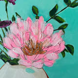 "Big Pink Flower" - Original Mixed Media in multicolorassorted-colors by Nicole Simms