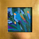 "Flowers In The Moonlight" - Original Mixed Media in blue by Jessalin Beutler