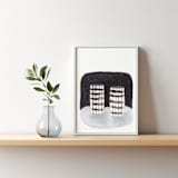 "Tea with Striped Long Cups" - Original Mixed Media in black by Danushka Abeygoda