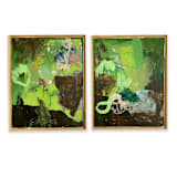 "Mossy 1 & 2" - Original Mixed Media in green by Jessalin Beutler