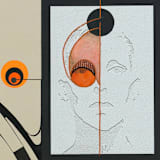 "Visión Monocular" - Original Mixed Media in orange by Nerea Azanza