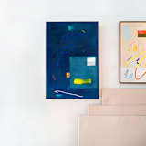 "Still Waters Run Deep" - Original Mixed Media in blue by Keren Toledano