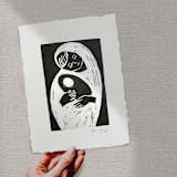 "Mother and child" - Original Mixed Media in black by Maja Cunningham