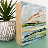 "Sunlight Marsh" - Original Mixed Media in blue by Johanne Dziemian