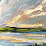 "Sunlight Marsh" - Original Mixed Media in blue by Johanne Dziemian