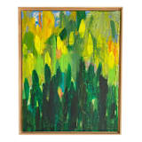 "Blooming Parking Strip" - Original Mixed Media in green by Jessalin Beutler
