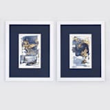 "Rapture No. 14 and No. 15 - Original Set" - Original Mixed Media in blue by Julia Contacessi