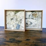 "Ollie" - Original Mixed Media in beige by Mande Calhoun