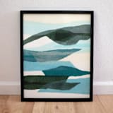 "mountainous haze two" - Original Mixed Media in blue by Carrie Moradi