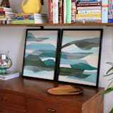 "mountainous haze two" - Original Mixed Media in blue by Carrie Moradi