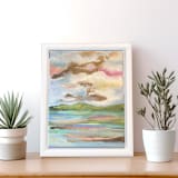 "Dreamy Marsh" - Original Mixed Media in orange by Johanne Dziemian
