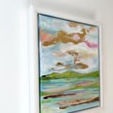 "Dreamy Marsh" - Original Mixed Media in orange by Johanne Dziemian
