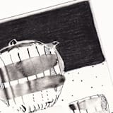 "Tea set in Contrast" - Original Mixed Media in black by Danushka Abeygoda
