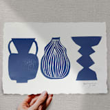 "Fete" - Original Mixed Media in blue by Maja Cunningham