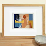 "Blue Arches Over Water" - Original Mixed Media in blue by AlisonJerry